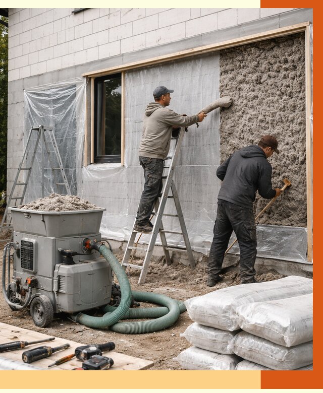 Утепление дома из газобетона эковатой в Камне-на-Оби от 4568 руб./м2 | ТепломастерКно
