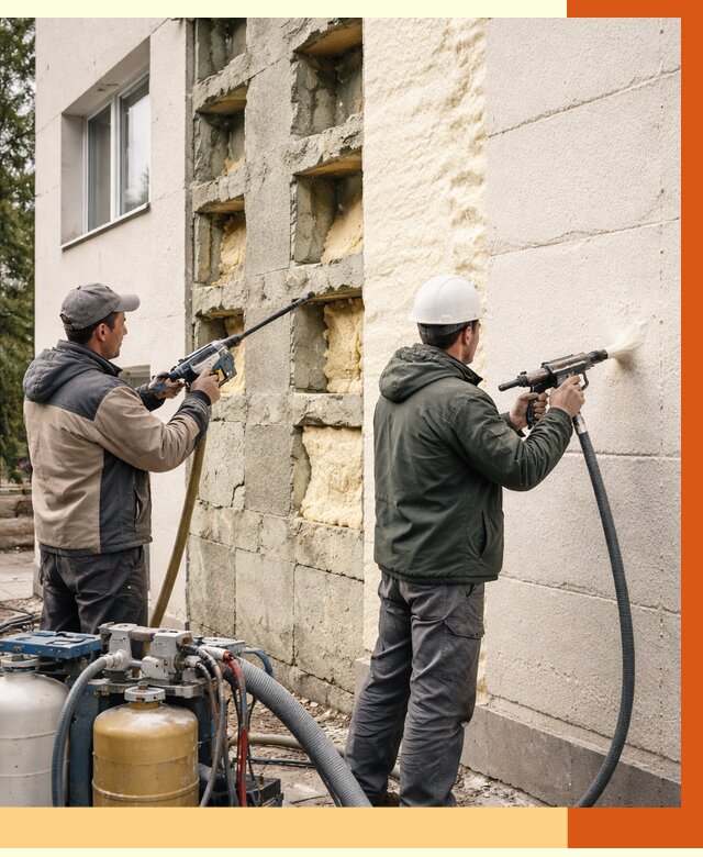 Заполнение пустот фасада в Камне-на-Оби от 4568 руб. — утепление пустот облицовки | ТепломастерКно